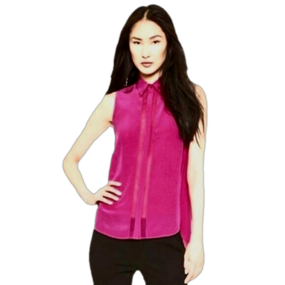 Vince Tops - Vince Magenta sleeveless silk button-down blouse XS